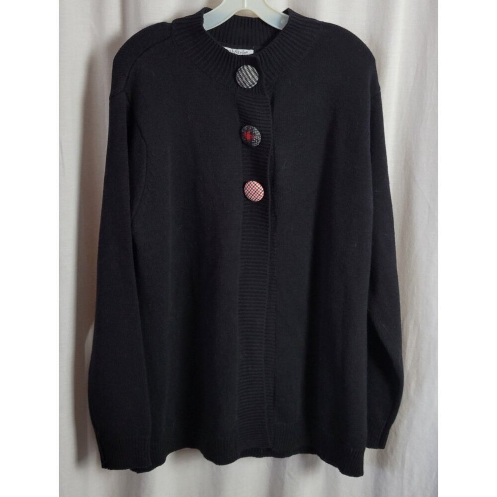 New NorthStyle Sweater Cardigan XL Black Y2K cloth button snap NWOT Retro Whimsy